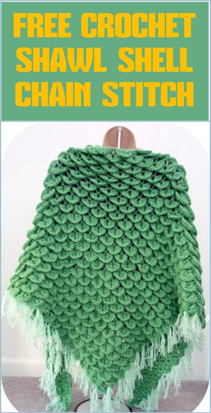 shell chain stitch crochet shawl